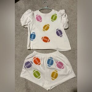 PEACH LOVE Colorful Football Print White Set